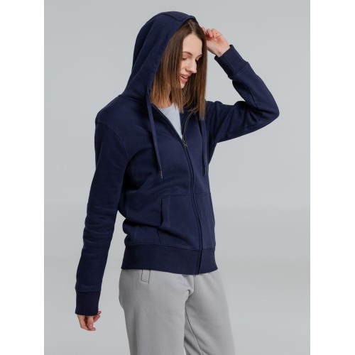 Толстовка на молнии с капюшоном унисекс King, темно-синяя