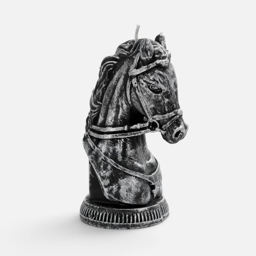 Свеча фигурная «Бюст лошади», серебристая