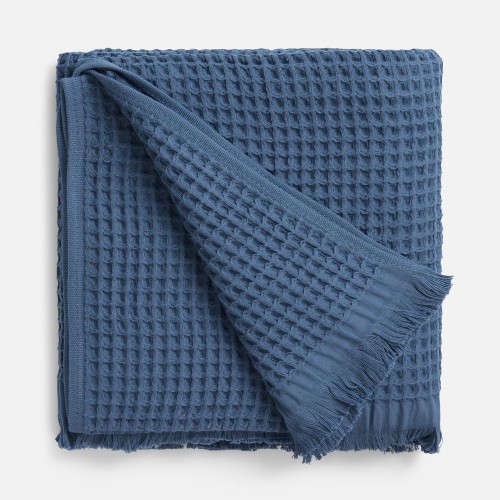 Плед вафельный Elenglect, темно-синий