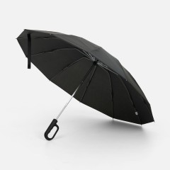 Зонт обратного сложения inLoop с ручкой-карабином, черный