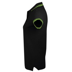 Рубашка поло женская Pasadena Women 200 с контрастной отделкой, черная с зеленым