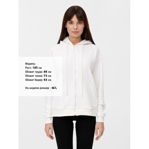 Толстовка унисекс оверсайз на молнии Zippy Terry, белая
