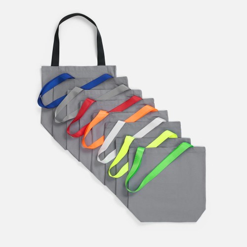Шопер B5, серый с широкими оранжевыми ручками