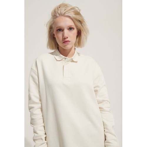 Рубашка поло оверсайз с длинным рукавом Heritage, молочная