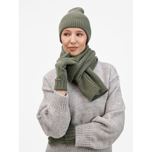 Шапка Catch Match без помпона, зеленая (полынь)