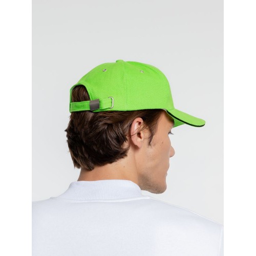 Бейсболка Classic, зеленое яблоко с черным кантом