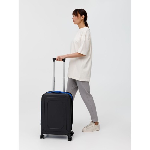 Чемодан Platta, черный с синим