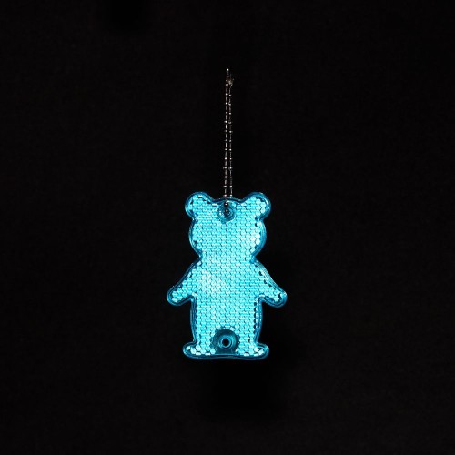 Пешеходный светоотражатель с цепочкой «Мишка», синий