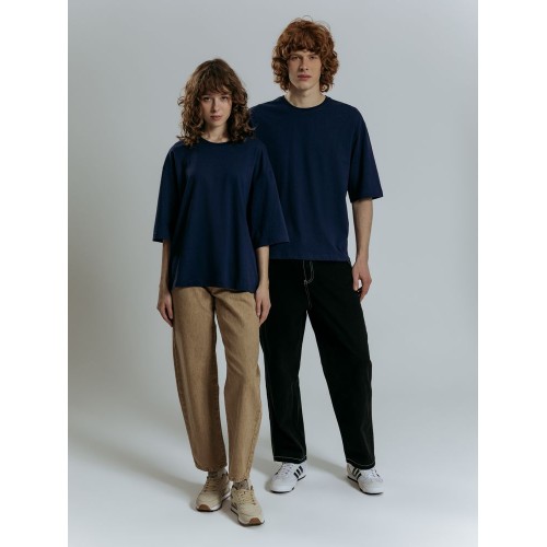 Футболка оверсайз унисекс Base Space, темно-синяя