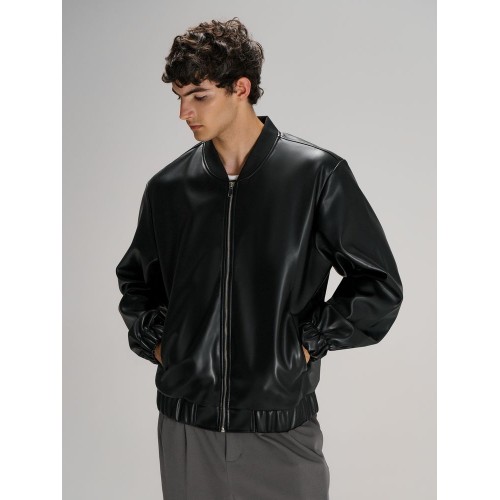Бомбер из искусственной кожи Univer, черный