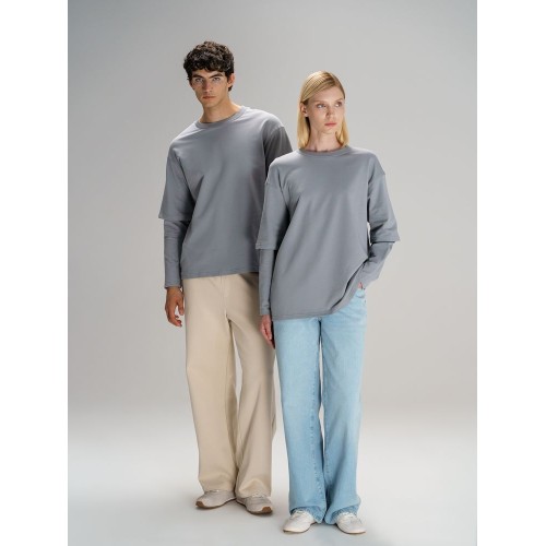 Футболка оверсайз с двойным рукавом Kosmos, светло-серая