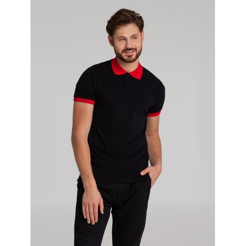 Рубашка поло Prince 190, черная с красным