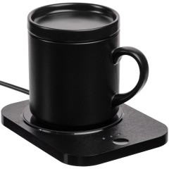 Кружка с подогревом и беспроводной зарядкой dualBase plus, черная