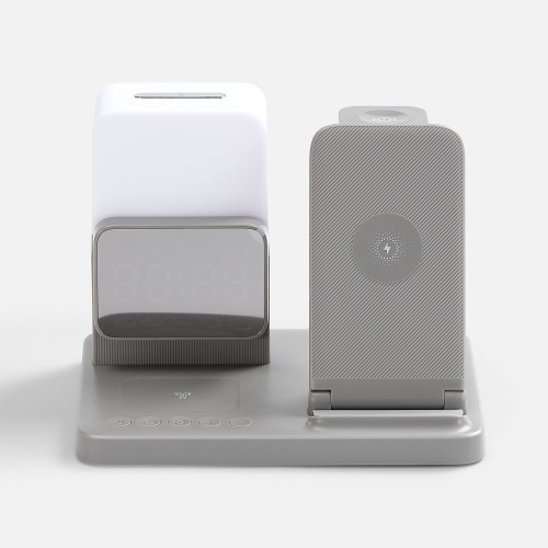 Зарядная станция с электронными часами и подсветкой Large Charge ver.3, серая