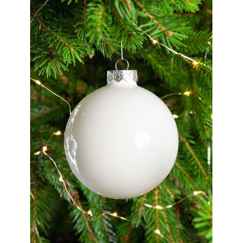 Елочный шар Finery Gloss, 10 см, глянцевый белый