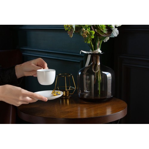 Кофейная пара Select, белая с золотистой отводкой