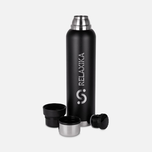 Термос Relaxika 1600 со стикерпаком, черный