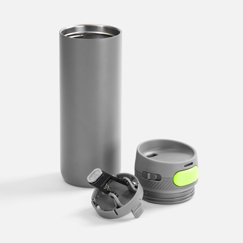 Термостакан X1 с цветной кнопкой, серый с желтым