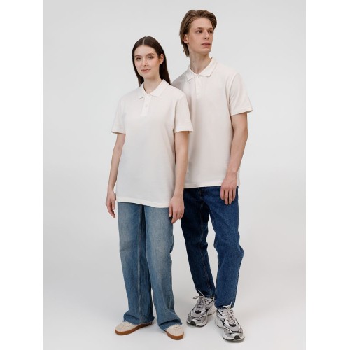 Рубашка поло унисекс Pulse, молочно-белая