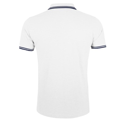 Рубашка поло мужская Pasadena Men 200 с контрастной отделкой, белая с синим