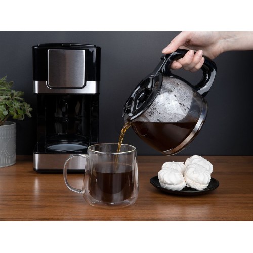 Электрическая кофеварка DayDriver, черно-серебристая