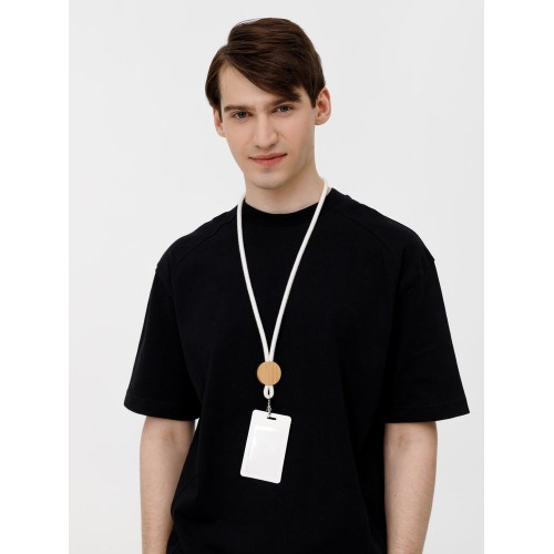 Шнурок для бейджа Tube Wood, белый