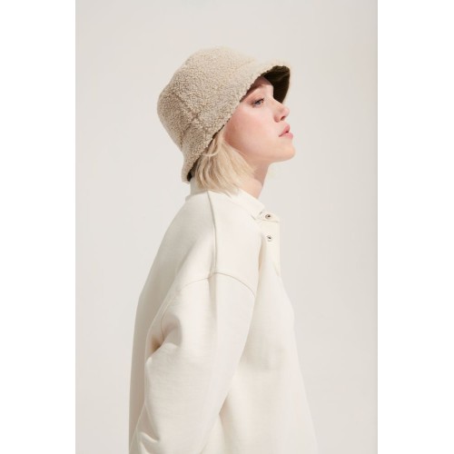 Панама Bucket двусторонняя утепленная, темно-серая с бежевым