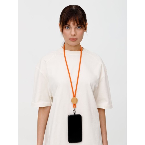 Шнурок для бейджа Tube Wood, оранжевый