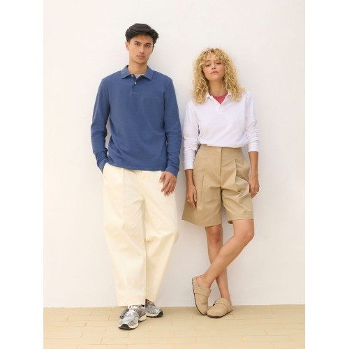 Рубашка поло унисекс с длинным рукавом Pacific LSL, синяя (джинс)