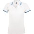 Рубашка поло женская Pasadena Women 200 с контрастной отделкой, белая с голубым