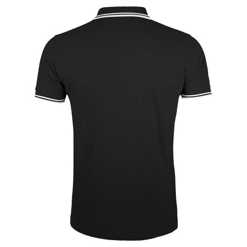 Рубашка поло мужская Pasadena Men 200 с контрастной отделкой, черная с белым