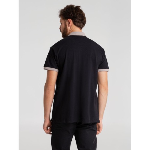 Рубашка поло Prince 190, черная с серым