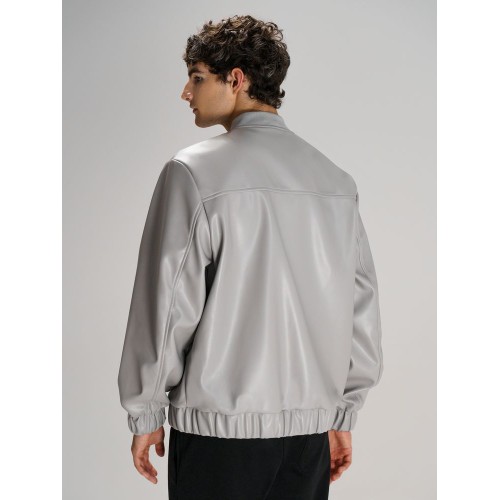 Бомбер из искусственной кожи Univer, серый