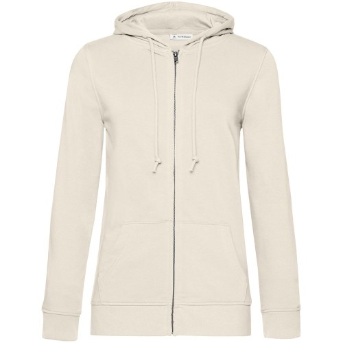 Толстовка на молнии с капюшоном женская BNC Inspire (Organic), молочно-белая