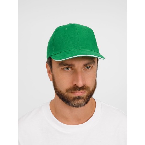 Бейсболка Buffalo, ярко-зеленая с белым