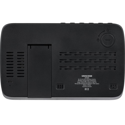 Станция беспроводной зарядки с часами и календарем и подсветкой логотипа Novem, черная