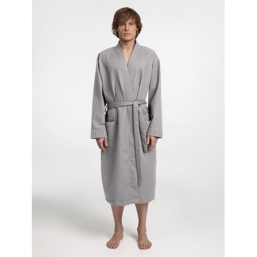 Халат вафельный Kimono, светло-серый