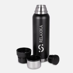 Термос Relaxika 1000 со стикерпаком, черный