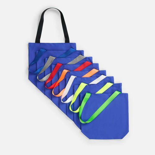 Шопер B5, синий с широкими зелеными ручками