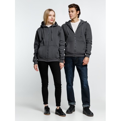 Толстовка на молнии с капюшоном Siverga Heavy 2.0, темно-серая (графит)