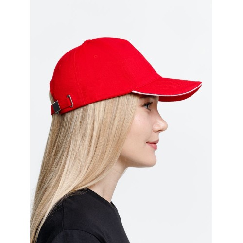 Бейсболка Long Beach, красная с белым