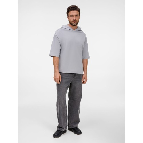 Футболка оверсайз унисекс с капюшоном Neofit, светло-серая