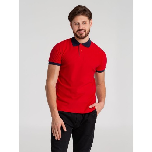 Рубашка поло Prince 190, красная с темно-синим