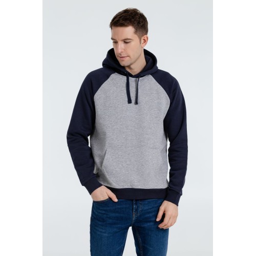 Толстовка унисекс Seattle, серый меланж с темно-синим