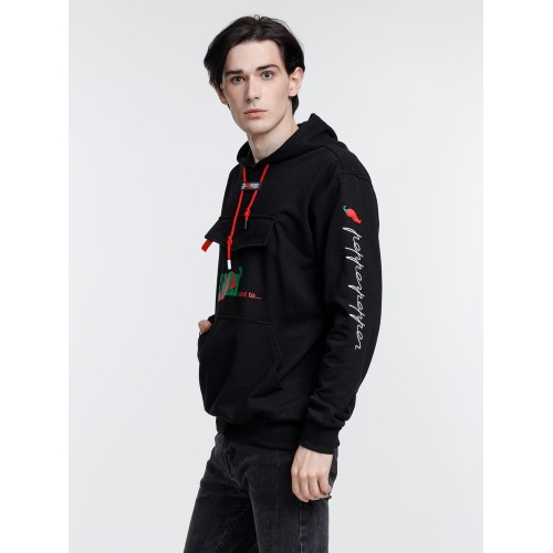 Худи унисекс с карманом на груди Chest Pocket, черное