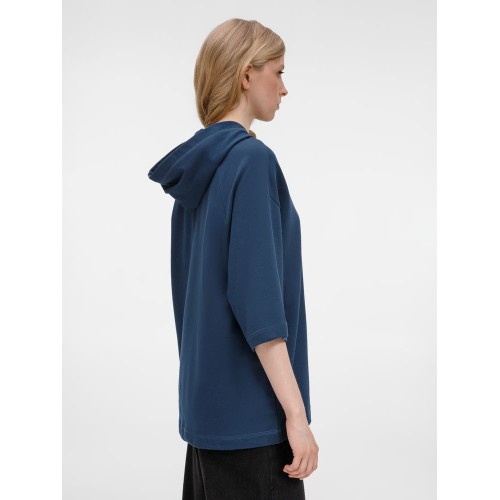 Футболка оверсайз унисекс с капюшоном Neofit, темно-синяя