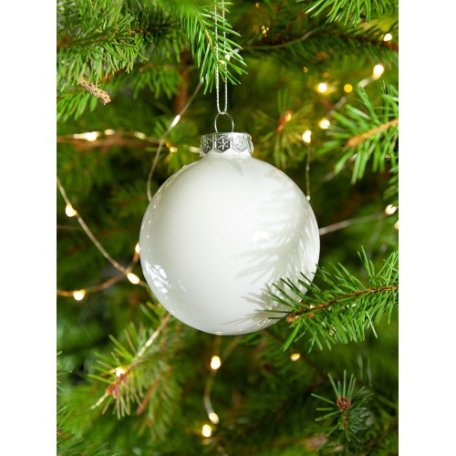 Елочный шар Finery Gloss, 8 см, глянцевый белый