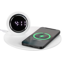 Станция беспроводной зарядки с часами и подсветкой GlobeBee, белая