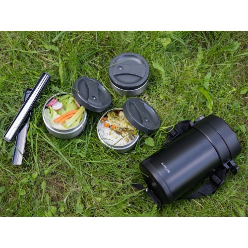 Термос для еды Jiayi в термочехле, черный