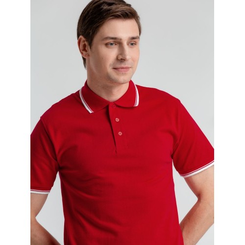 Рубашка поло мужская с контрастной отделкой Practice 270, красный/белый